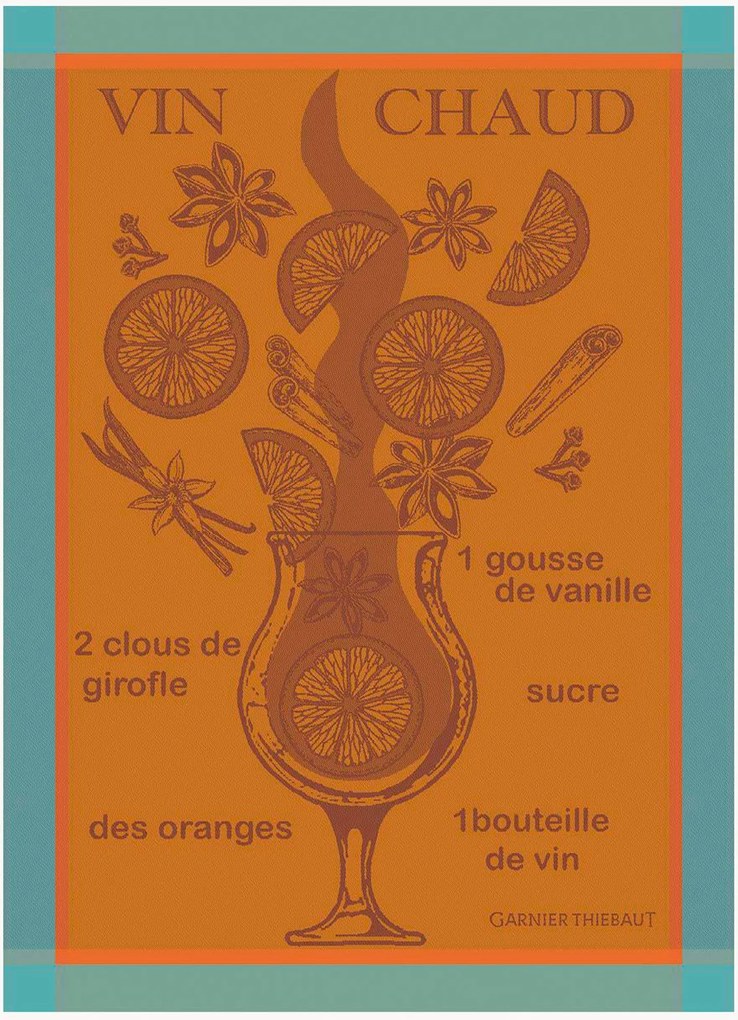 Panos de cozinha jacquard Vin Chaud Mandarine, conjunto de 4