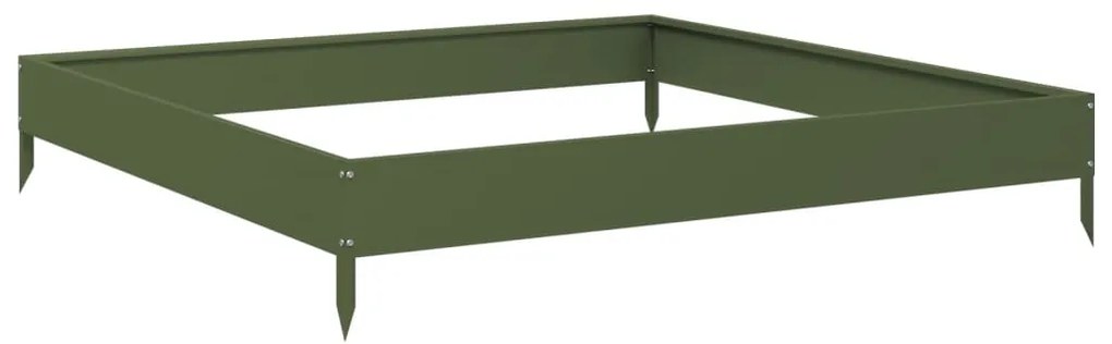 Canteiro elevado de jardim 100x100x18,5 cm aço verde azeitona