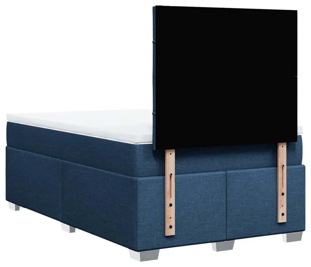 Cama boxspring com colchão 120x190 cm tecido azul