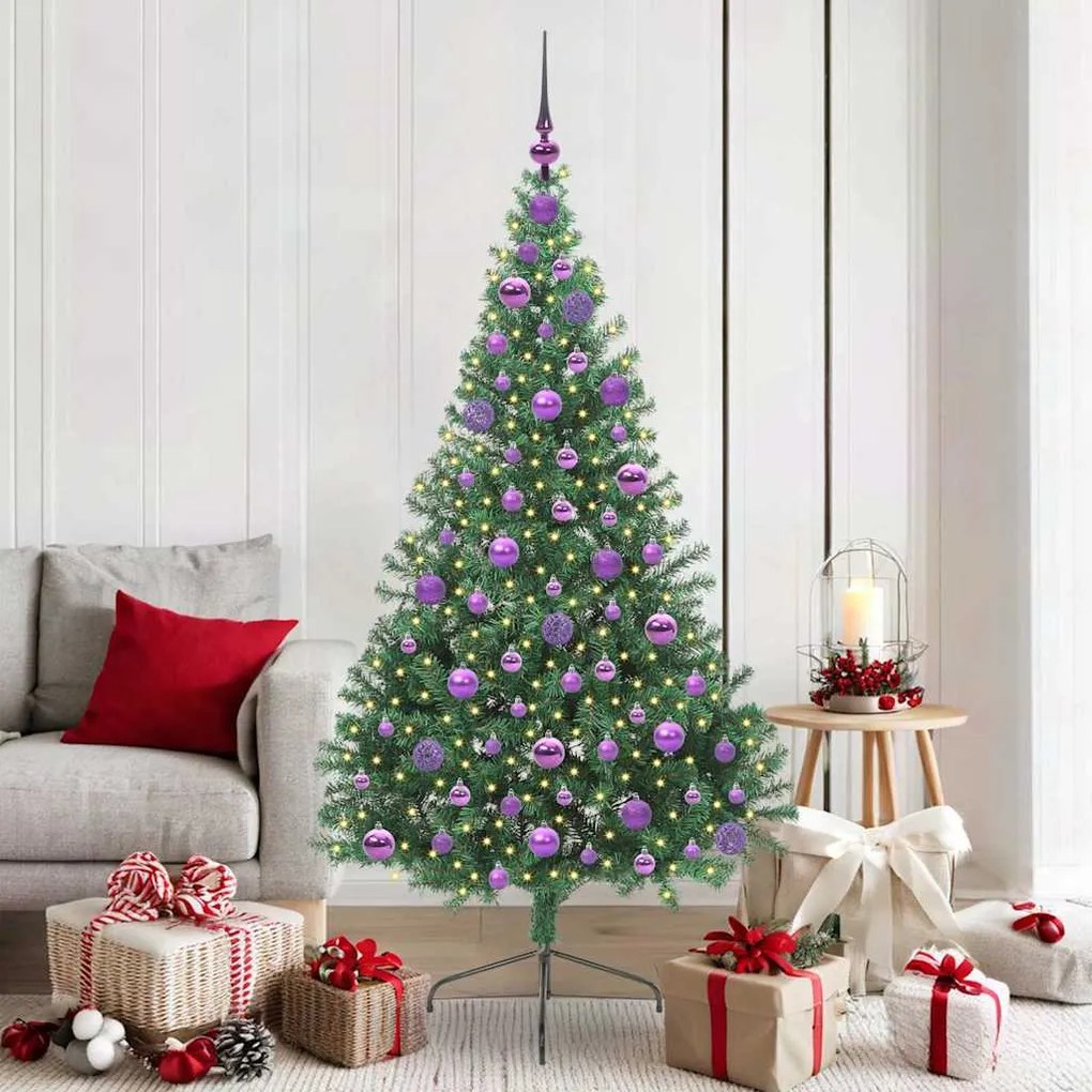 vidaXL Árvore de Natal Artificial Pré-iluminada Verde 180 cm PVC