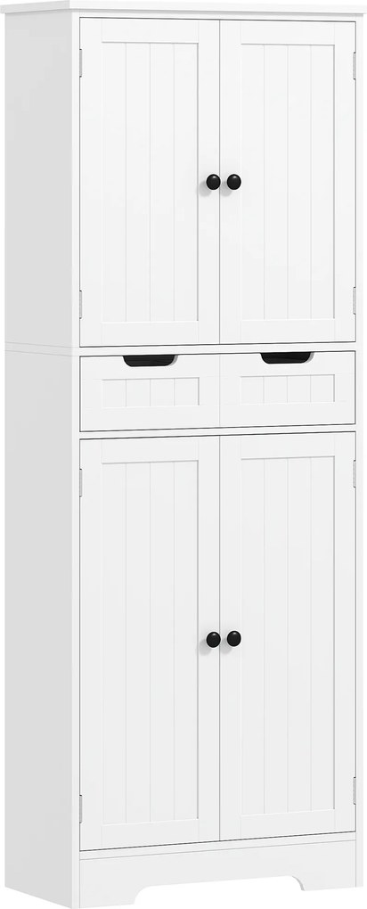 HOMCOM Móvel de casa de banho, móvel de arrumação com gaveta e 4 portas, estilo moderno, 60 x 30 x 160 cm, branco | Aosom Portugal