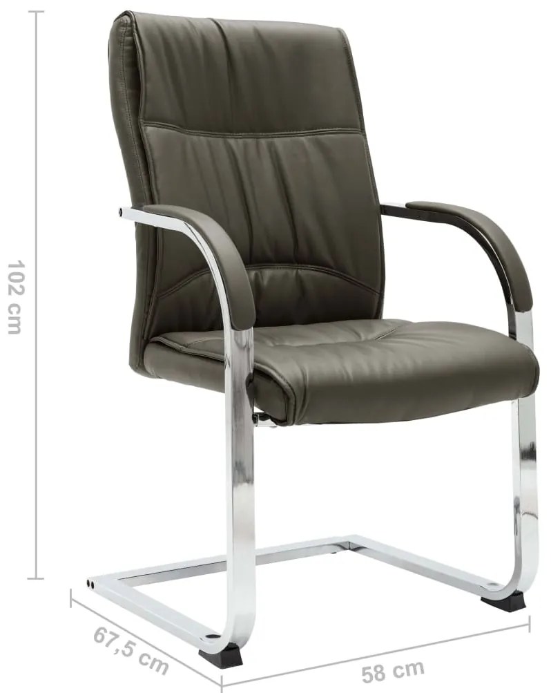 Cadeira de escritório cantilever em couro artificial cinzento