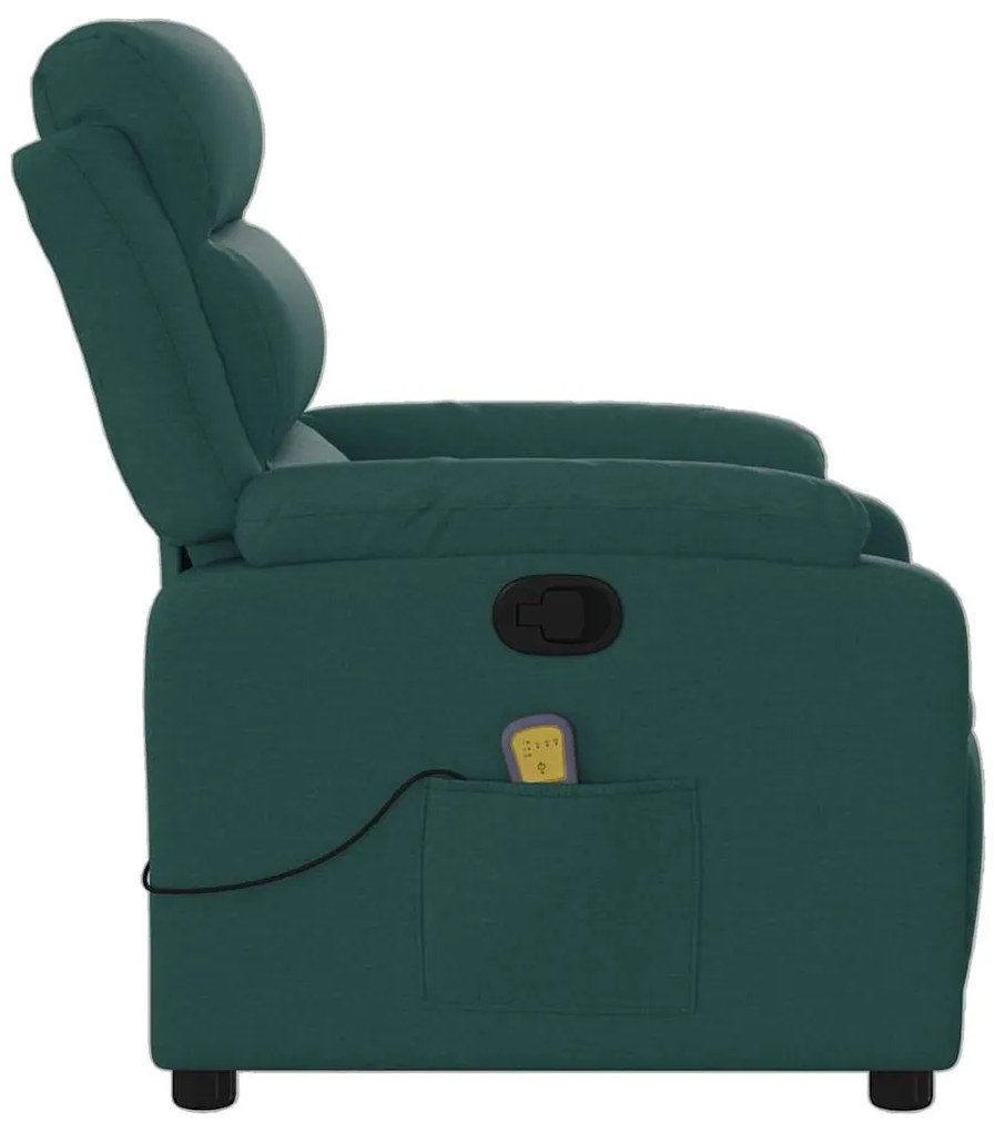 Poltrona de massagens reclinável tecido verde-escuro