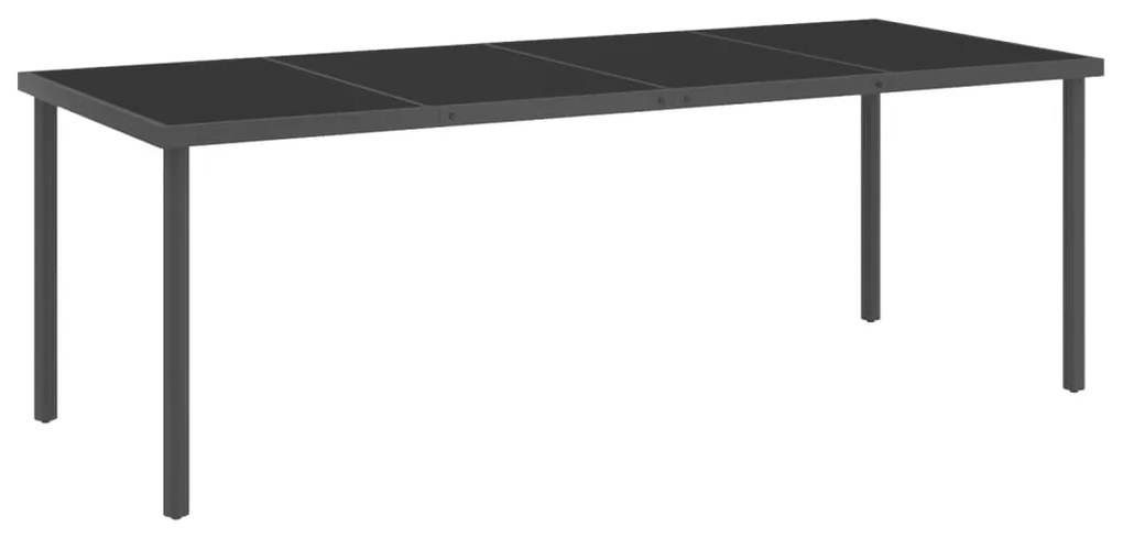 vidaXL Mesa de jantar para exterior 220x90x75 cm aço e vidro antracite