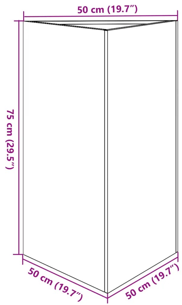Vaso/floreira de jardim triangular 50x43x75 cm aço branco