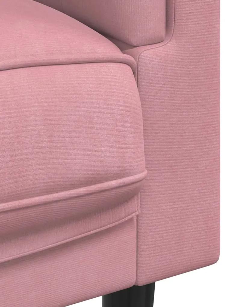 Sofá com almofadões 2 lugares veludo rosa