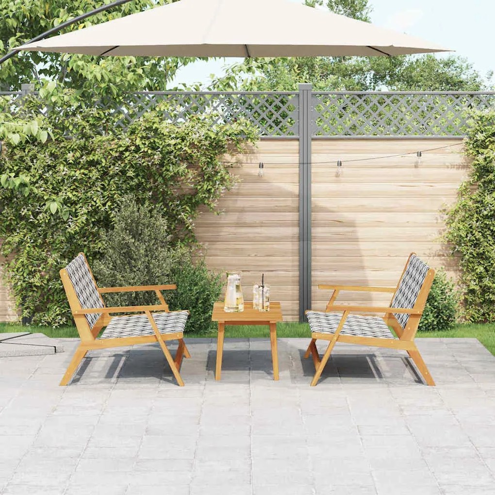 Cadeiras de Jardim com Mesa, Conjunto de 3 Peças, Preto e Branco, Made