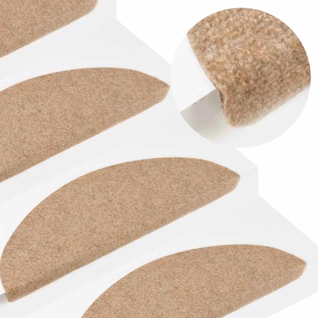 vidaXL Tapetes de escada adesivos 30 pcs 56x17x3 cm bege