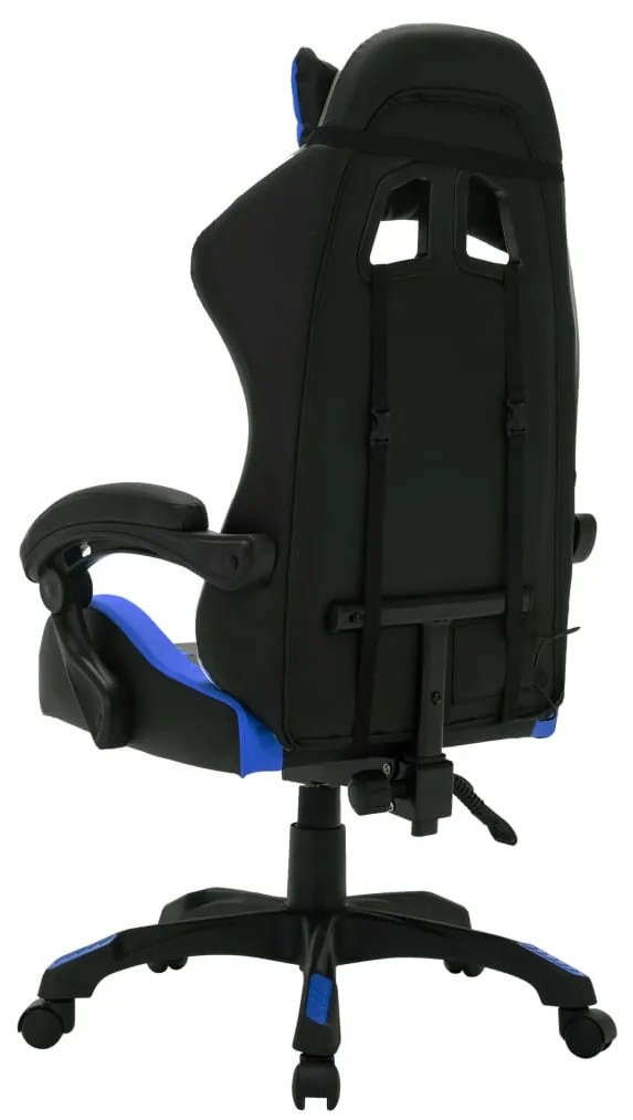 Cadeira estilo corrida c/ luzes LED RGB couro artif. azul/preto