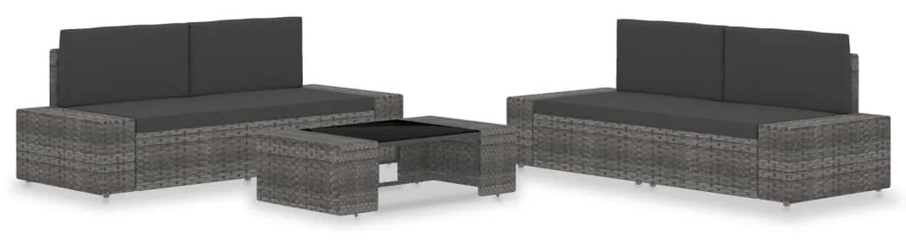vidaXL 5 pcs conjunto lounge de jardim vime PE cinzento