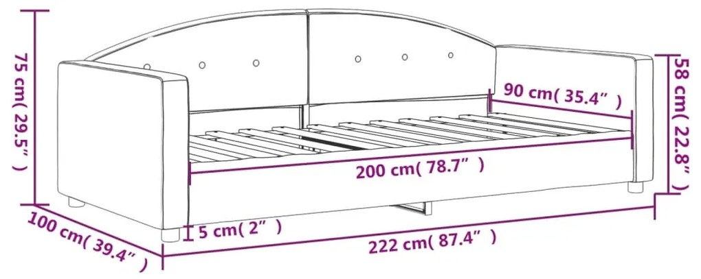 Sofá-cama 90x200 cm veludo cinzento-escuro