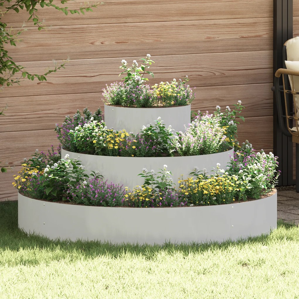 vidaXL Plantadeira de Aço Inoxidável Aço Inoxidável Ø 120 cm Durável