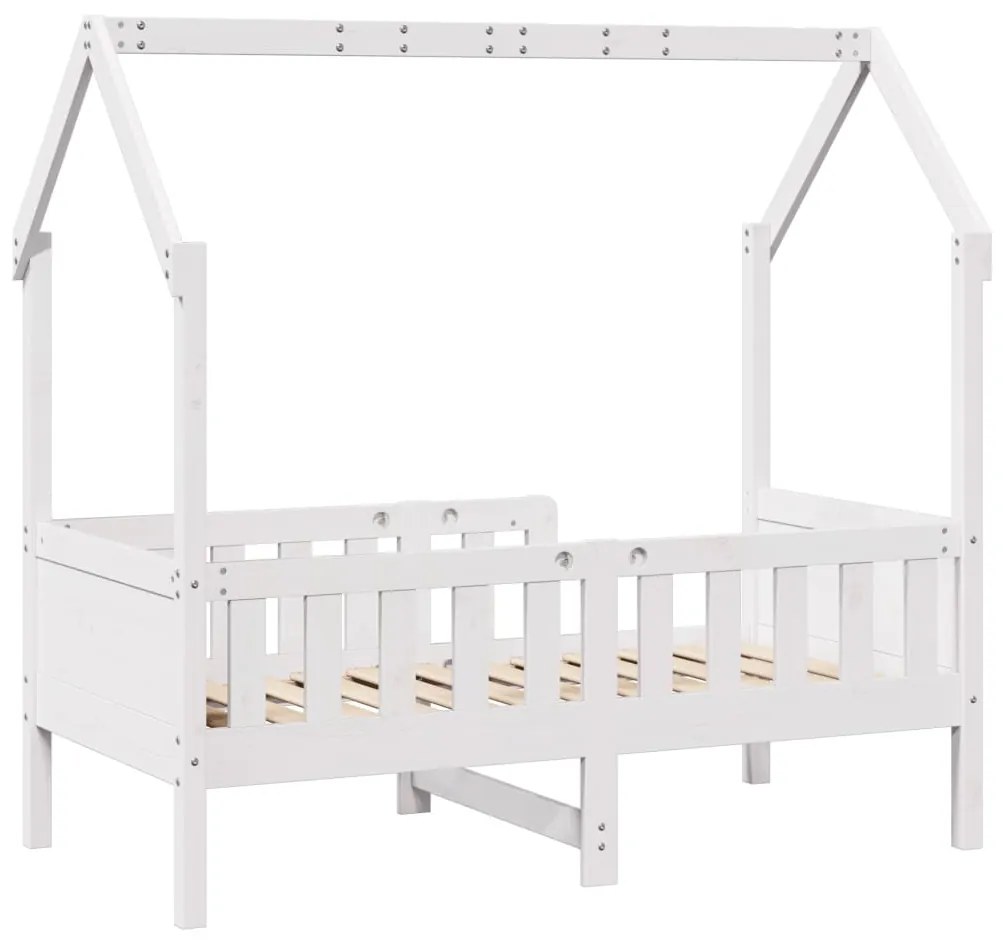 Cama infantil formato casa 70x140 cm pinho maciço branco
