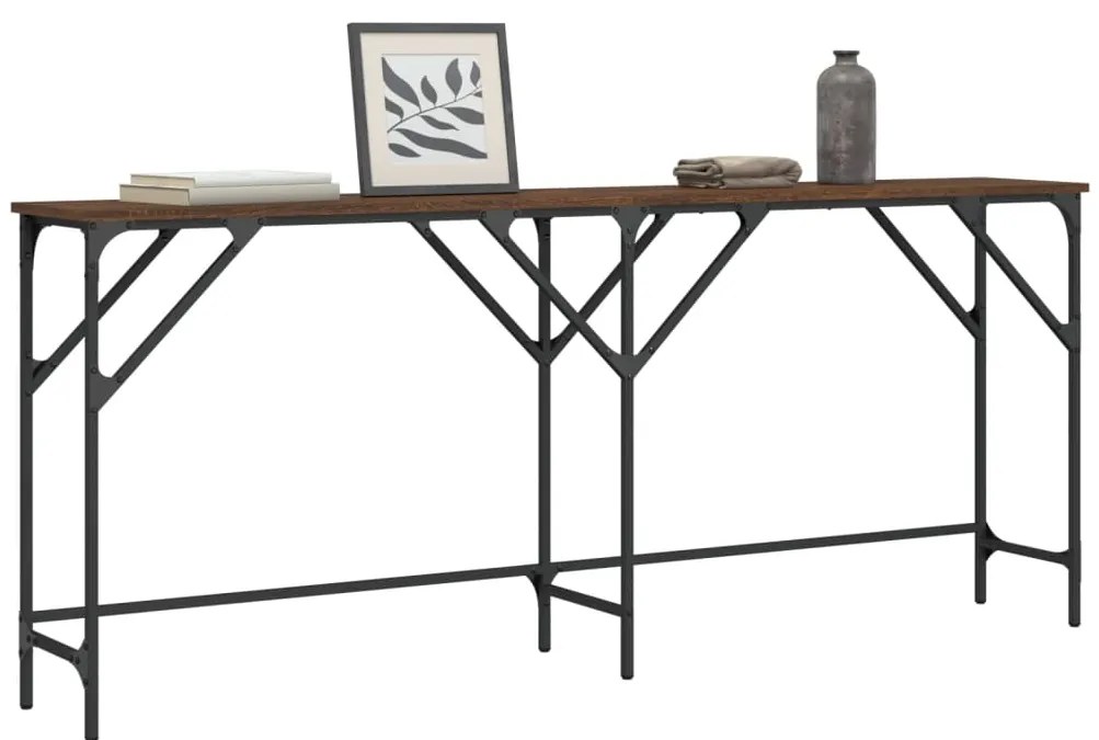 Mesa consola 180x29x75 cm derivados madeira carvalho castanho
