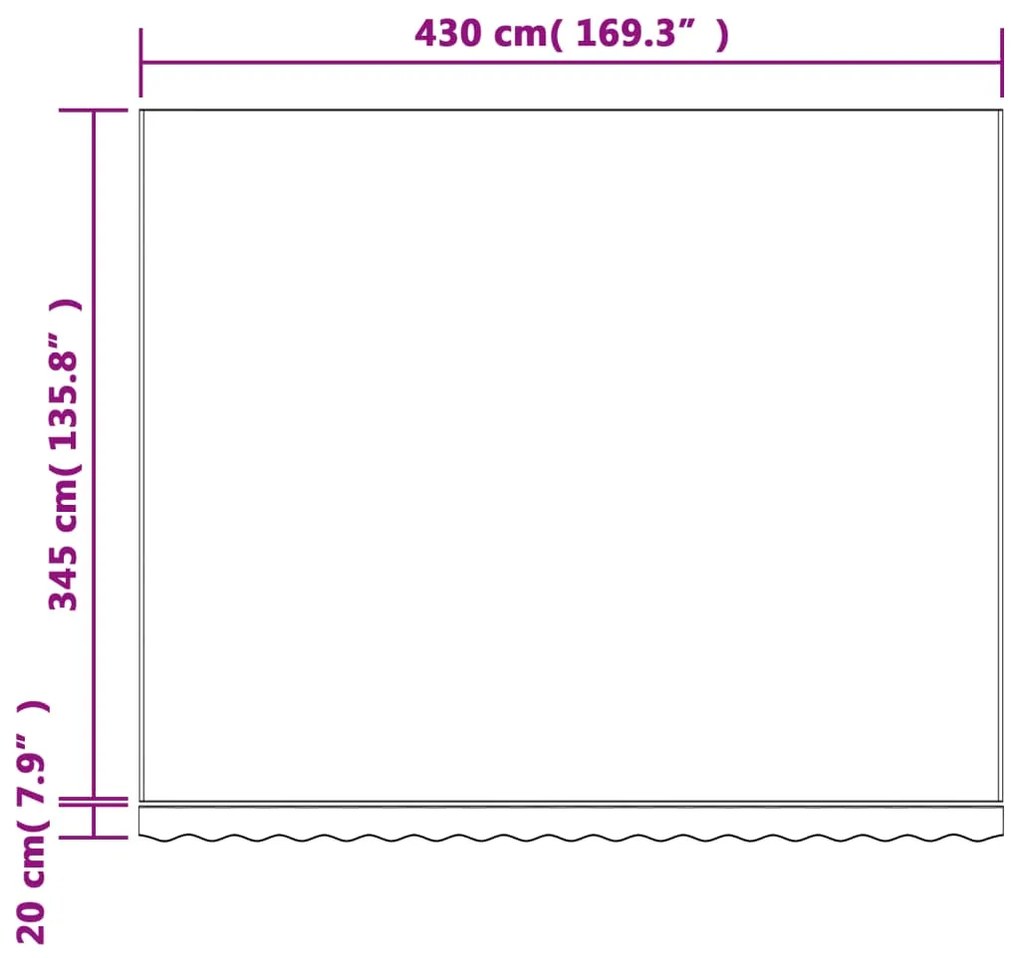 Tecido de substituição para toldo 4,5x3,5 m riscas multicor