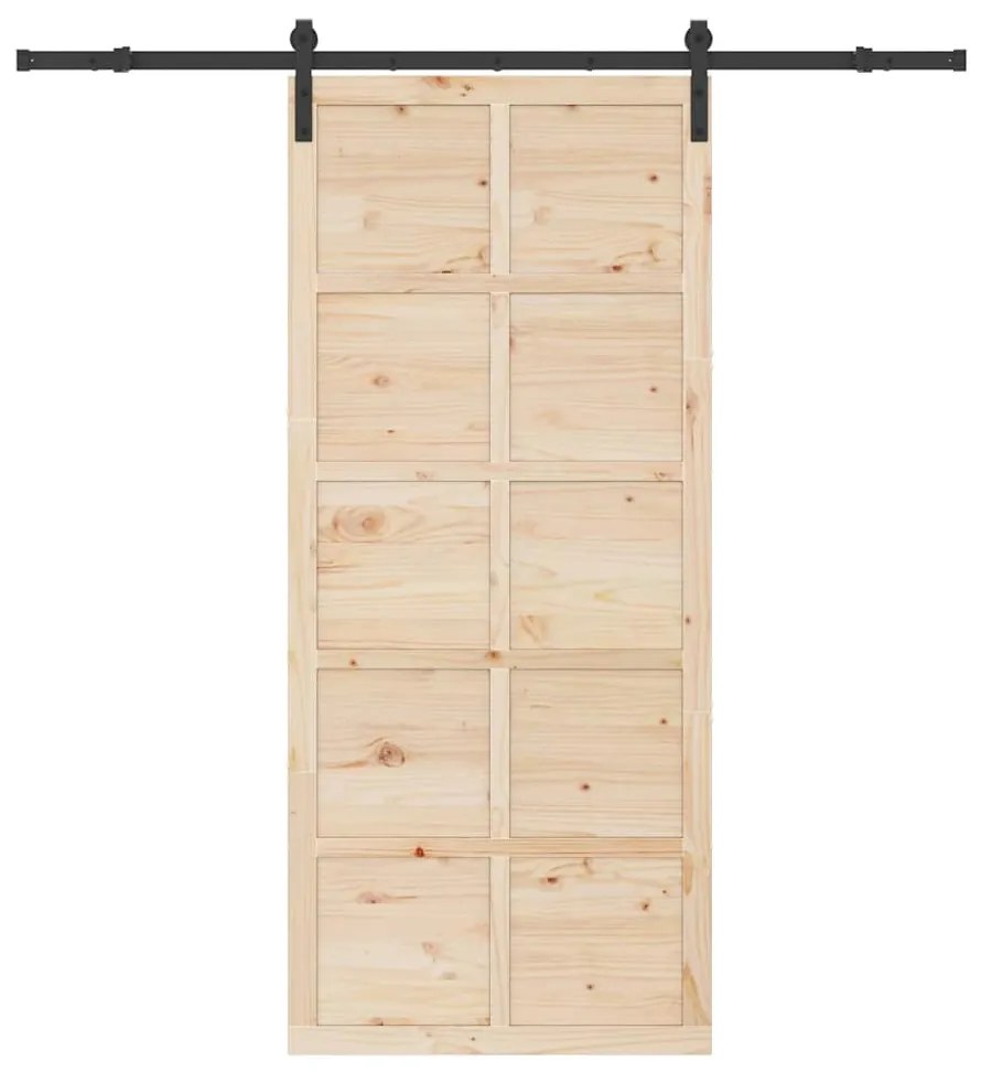 Porta Deslizante Castanho 100 x 208 cm Madeira de pinho maciça