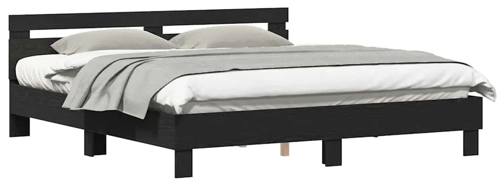 Estrutura da Cama com cabeceira Carvalho Preto 180 x 200 cm