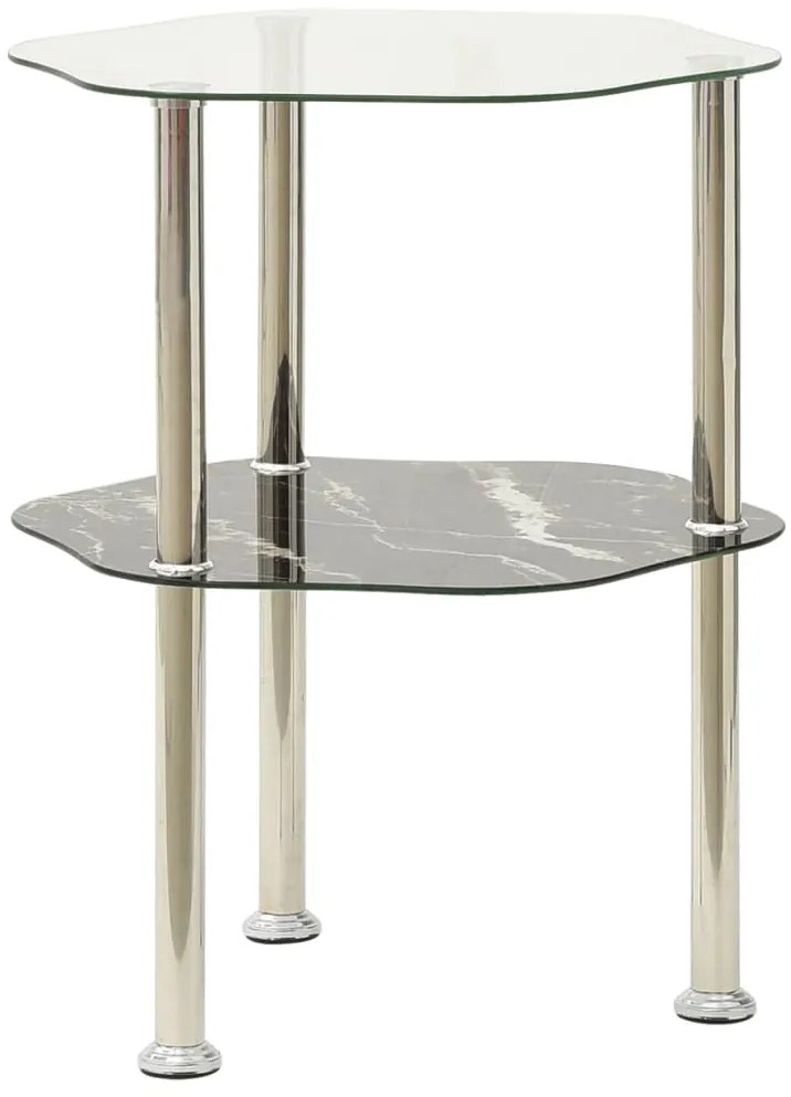 Mesa apoio 2 prateleiras 38x38x50cm vidro temp. transp./preto