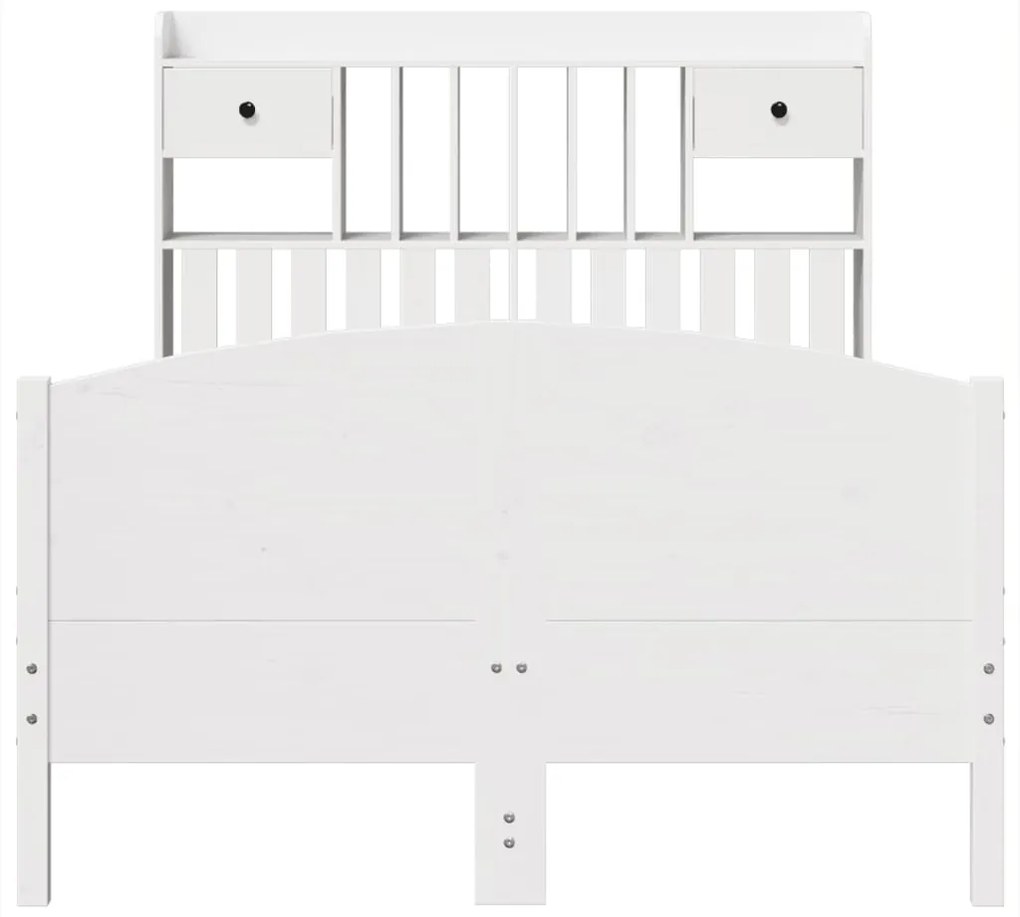 Cama com estante sem colchão 135x190 cm pinho maciço branco