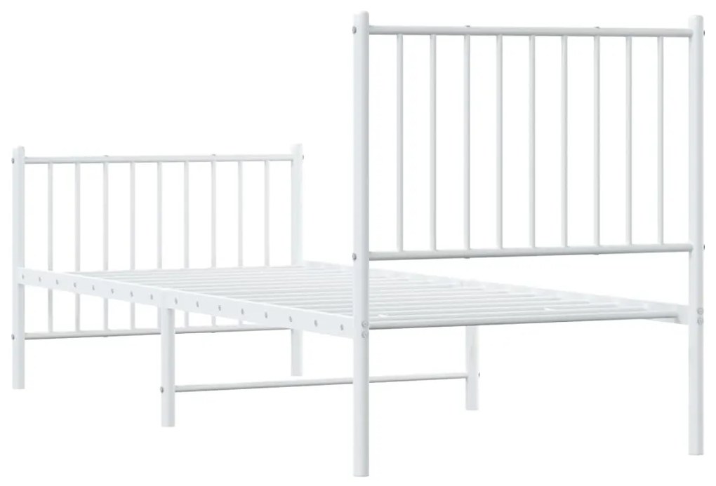 Estrutura de cama com cabeceira e pés 75x190 cm metal branco