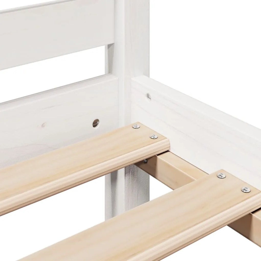 Cama com estante sem colchão 135x190 cm pinho maciço branco
