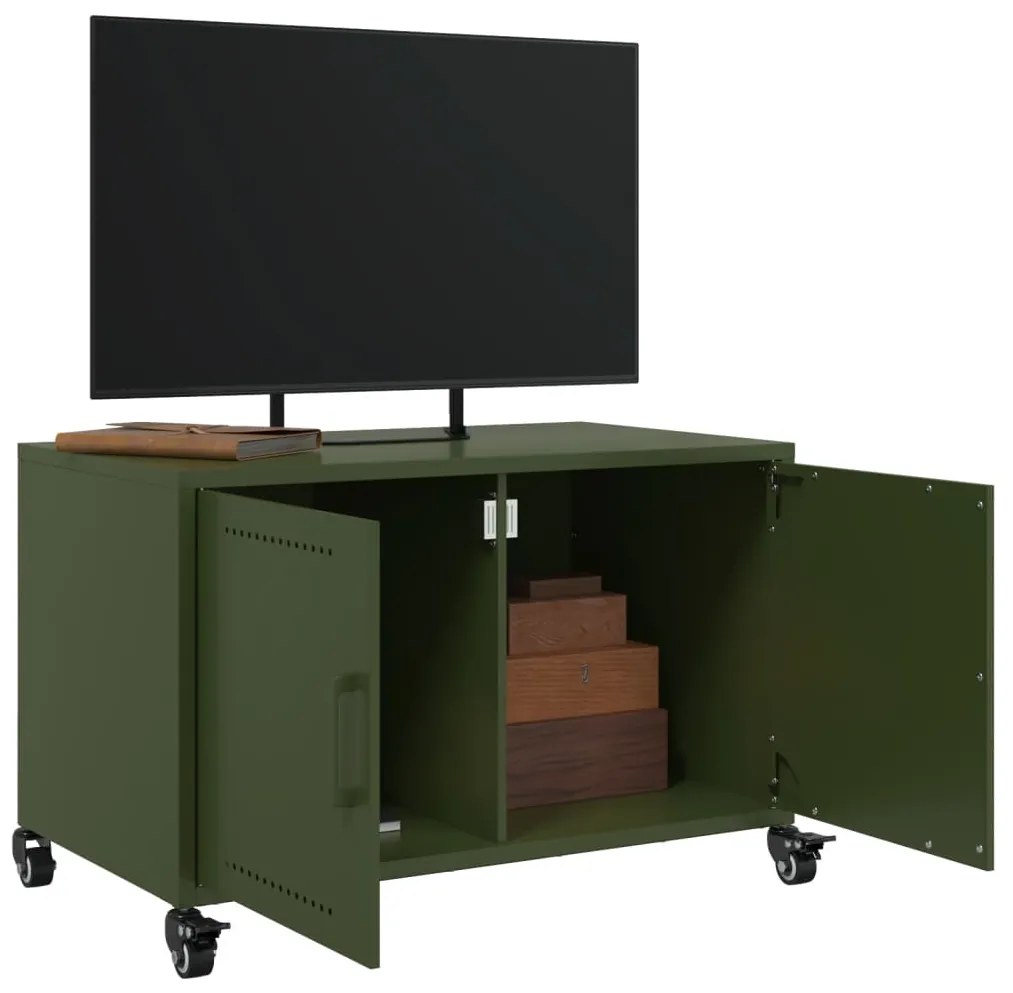 Móvel de TV 68x39x43,5 cm aço verde azeitona