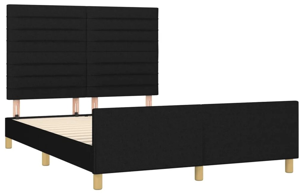Estrutura de cama sem colchão 140x200 cm tecido preto