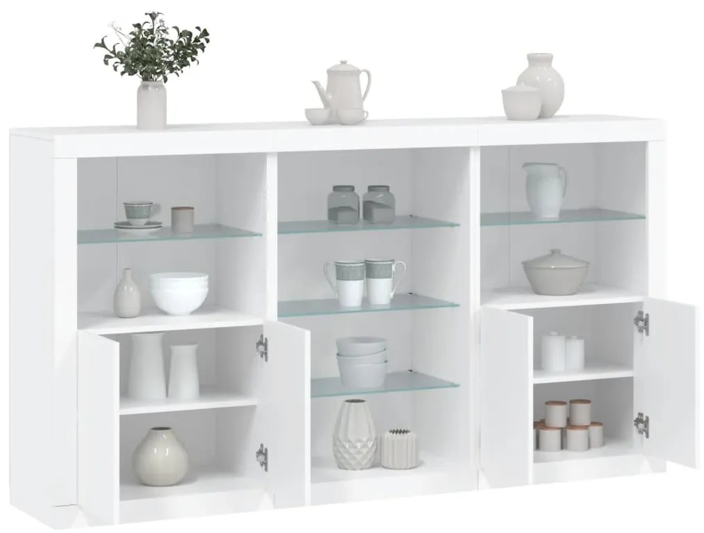 Aparador com luzes LED 181,5x37x100 cm branco