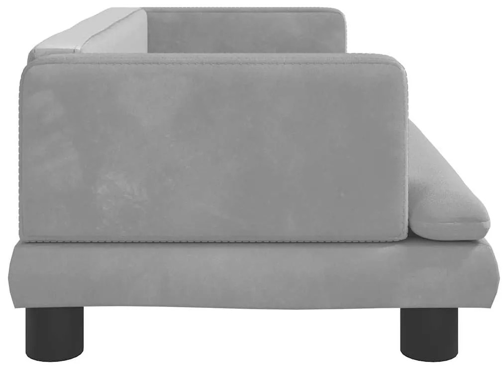 Cama para cães 80x45x30 cm veludo cinzento-claro