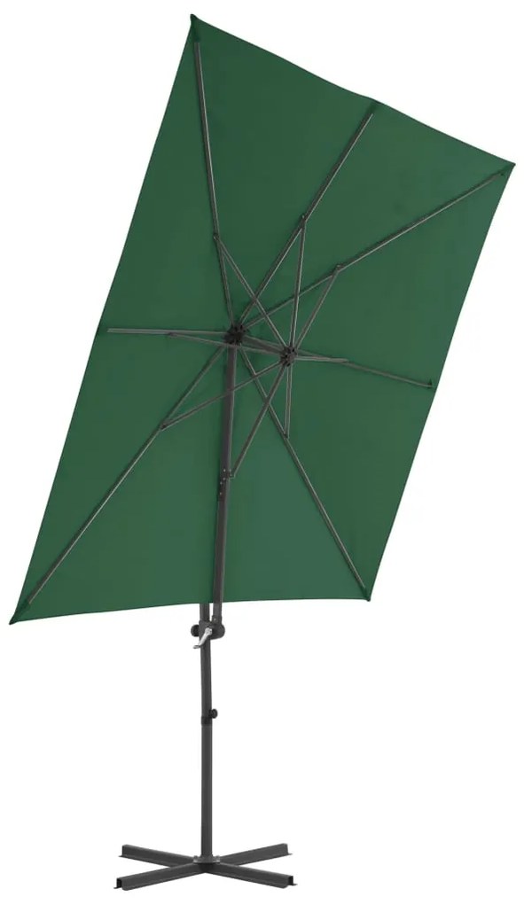 Guarda-sol cantilever com poste de aço 250x250 cm verde