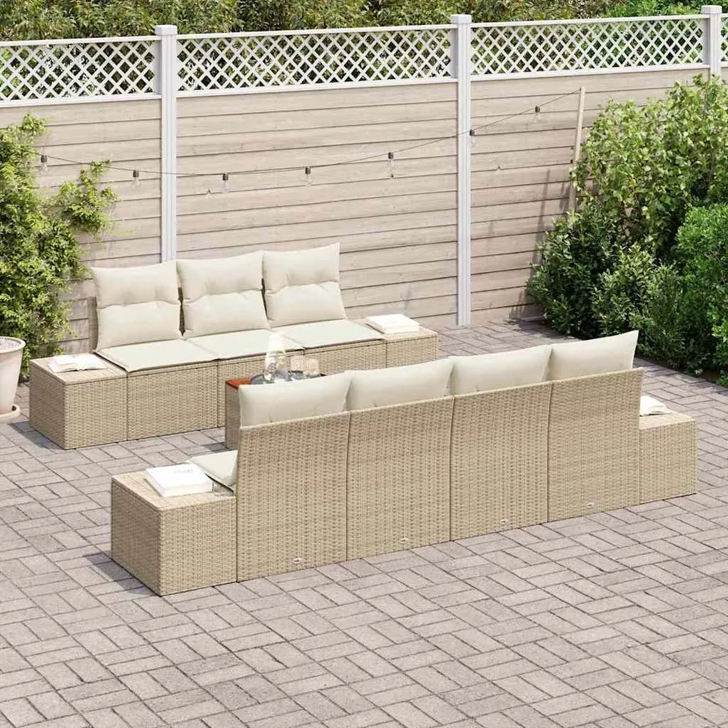 vidaXL Conjunto de Sofás de Jardim 8 pcs Bege, branco 55 x 55 x 37 cm