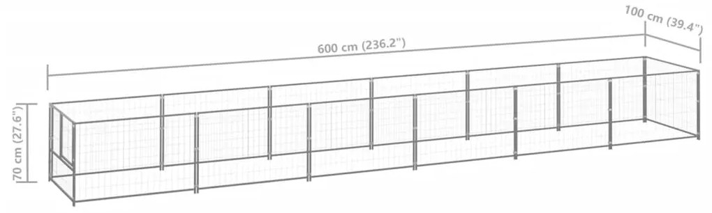 Canil para cães 6 m² aço prateado