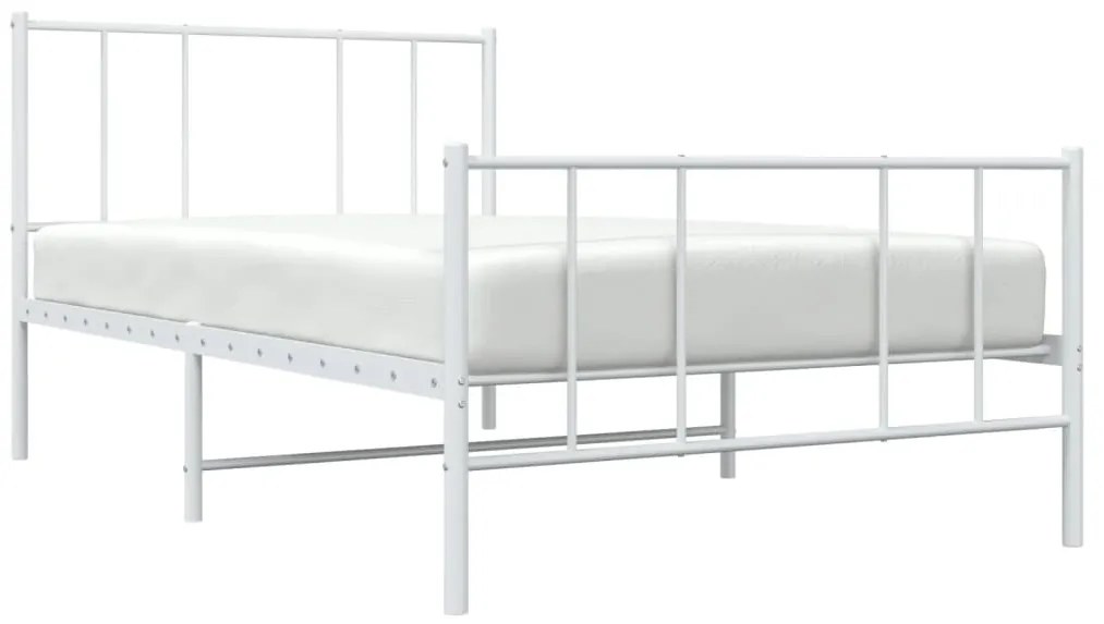 Estrutura de cama com cabeceira e pés 107x203 cm metal branco