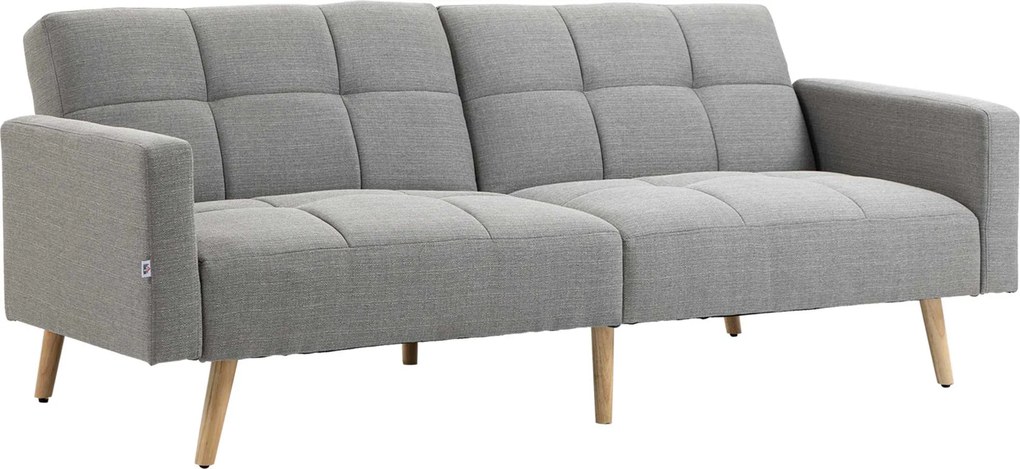 HOMCOM Sofá-cama 2 em 1 205 x 88 cm, sofá com função cama e almofada, acabamento linho Cinza | Aosom Portugal