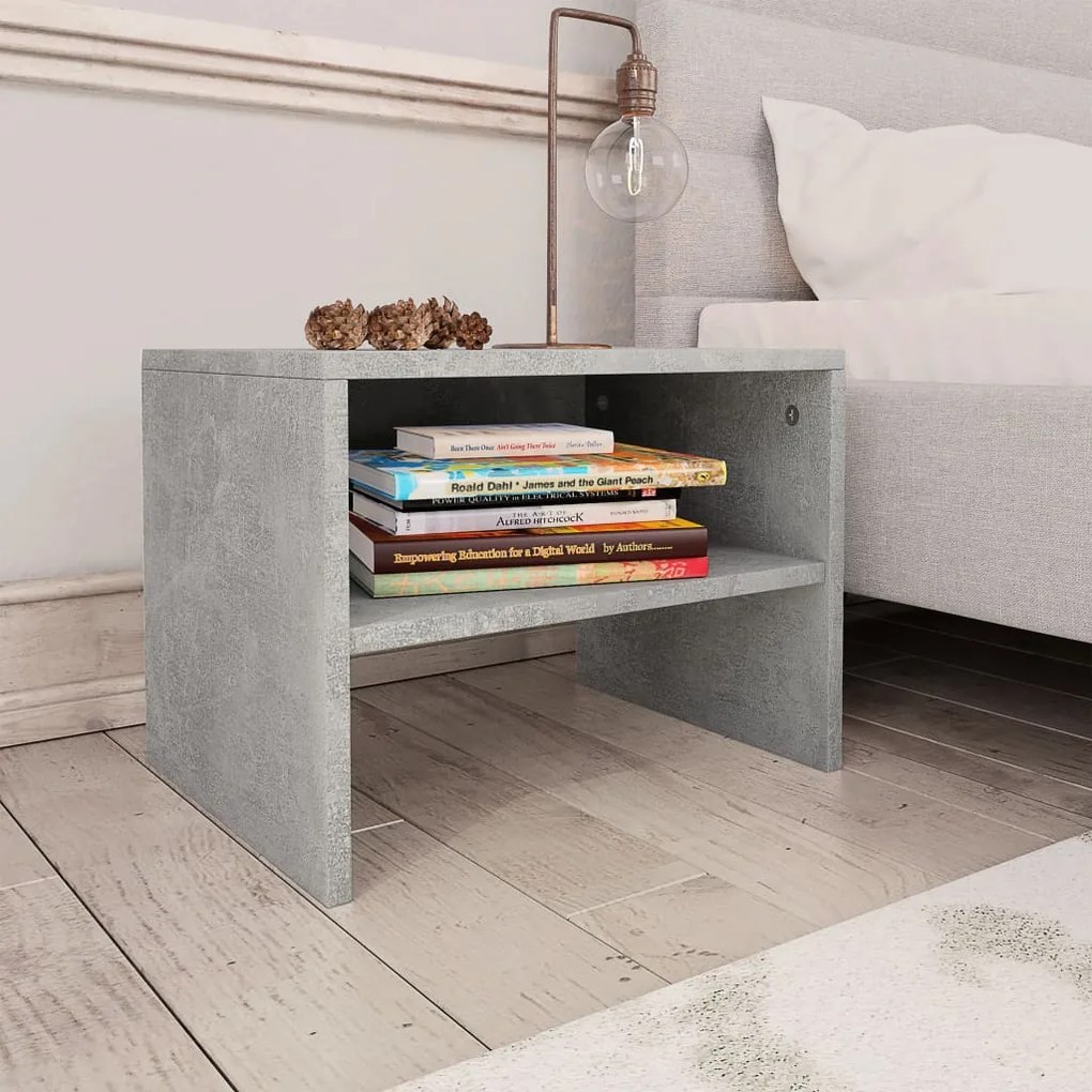 vidaXL Mesa-de-cabeceira 40x30x30 cm contraplacado cinzento cimento