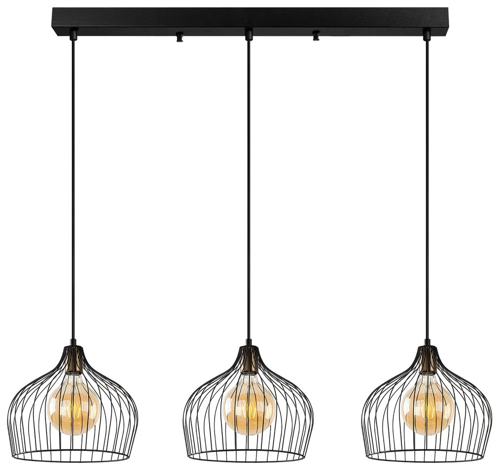Chandelier Bek – Preto Antigo – 100 x 30 x 41-121 cm
