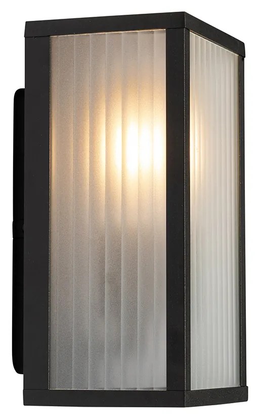 Candeeiro de Parede Exterior Preto com Vidro Acobrelado IP44 - Charlois Moderno
