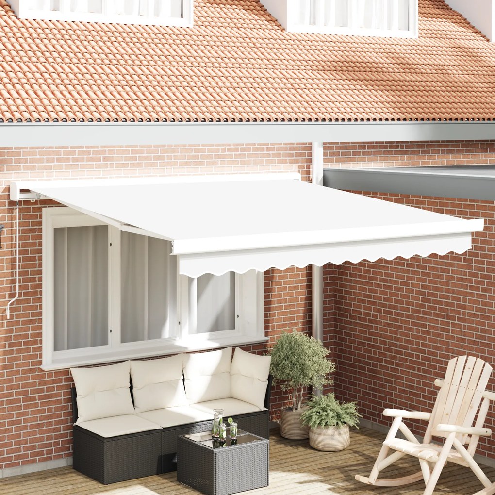 vidaXL Toldo Retrátil Manual Branco 350x250 cm