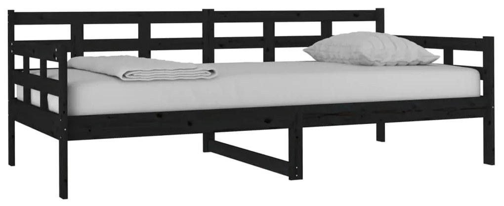 Sofá-cama 90x190 cm madeira de pinho maciça preto