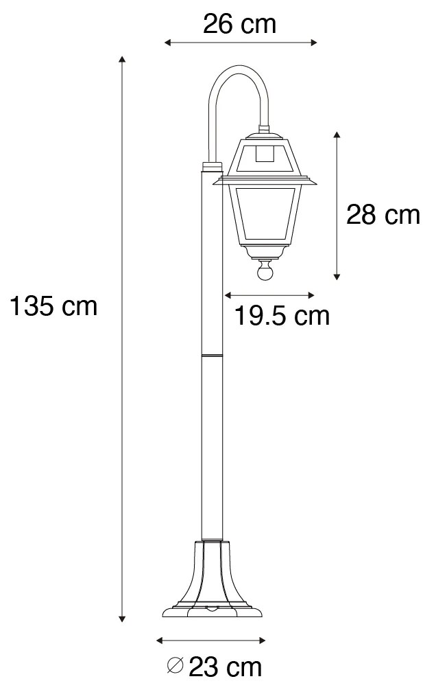 Candeeiro de exterior clássico preto 135 cm IP44 - Berta Clássico / Antigo