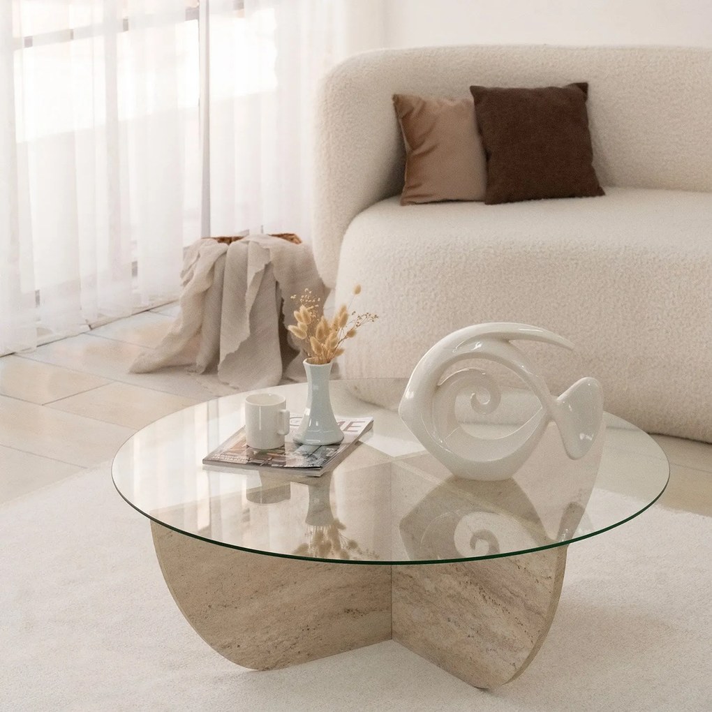 Mesa de Centro Lily – Travertino – Diâmetro 90 cm Altura 30 cm