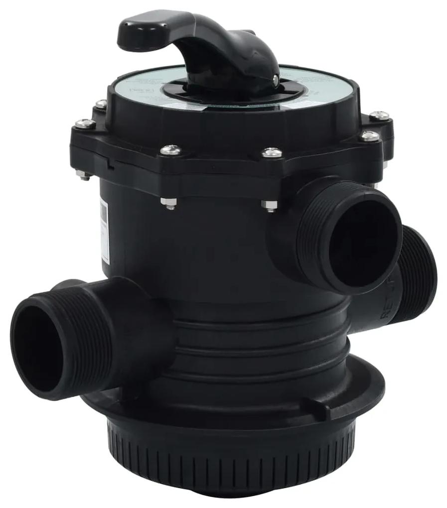 91729 vidaXL Válvula multiportas para filtro de areia ABS 38 mm 6-vias