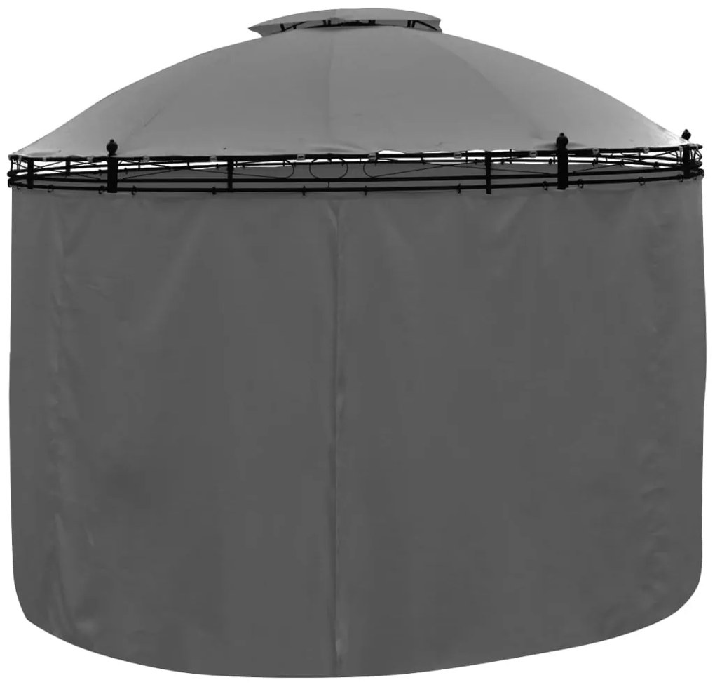 Gazebo com cortinas redondo 3,5x2,7 m antracite