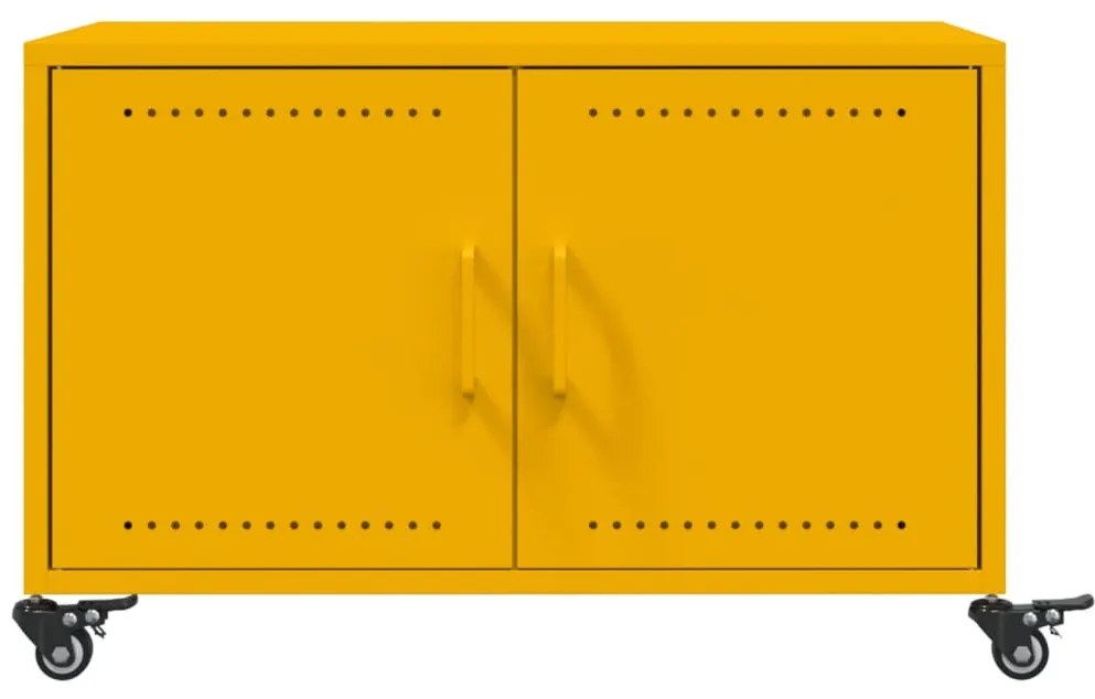 Mesa de centro 68x50x43,5 cm aço amarelo mostarda