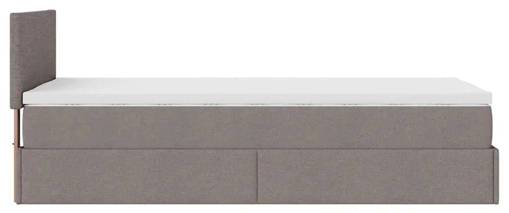 Cama otomana com colchão 100x200 cm tecido cinza