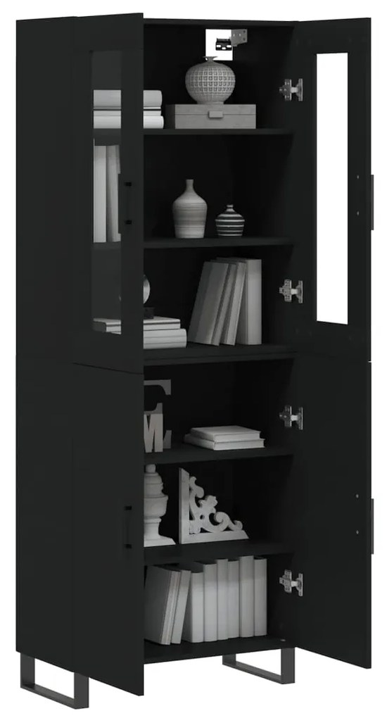 Armário alto 69,5x34x180 cm derivados de madeira preto