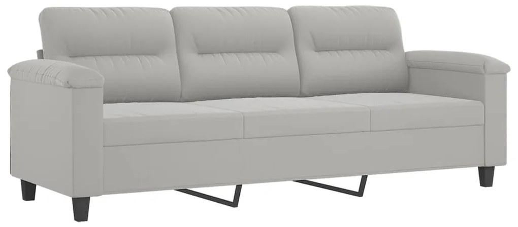 Sofá 3 lugares c/ apoio de pés 180 cm microfibra cinza-claro
