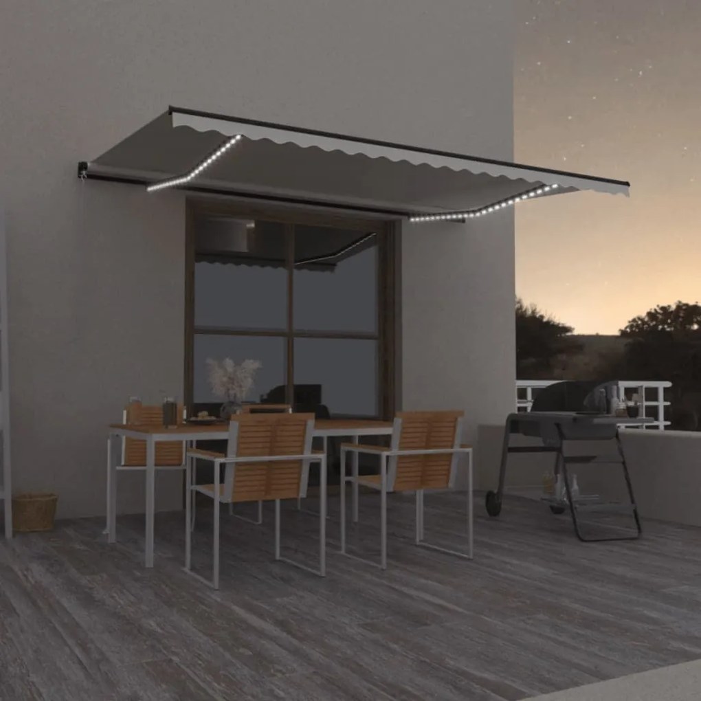 Toldo retrátil manual com LED 500x350 cm cor creme