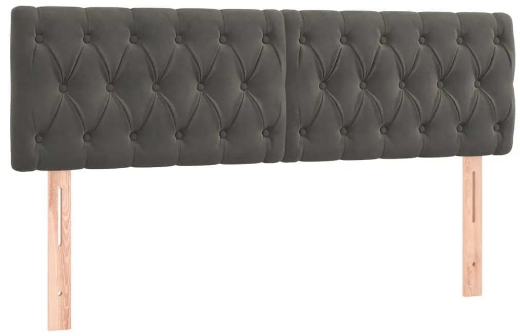 Cama com molas/colchão 140x190 cm veludo cinzento-escuro
