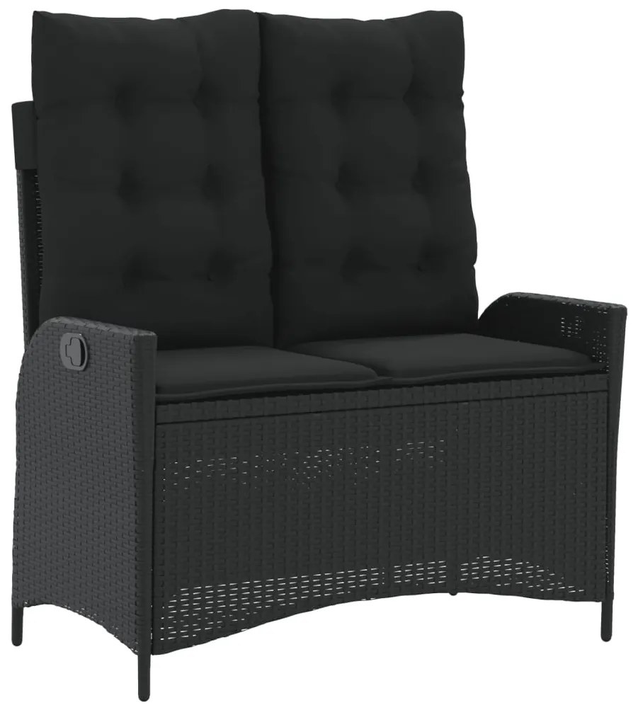 4 pcs conjunto de jardim p/ jardim c/ almofadões vime PE preto